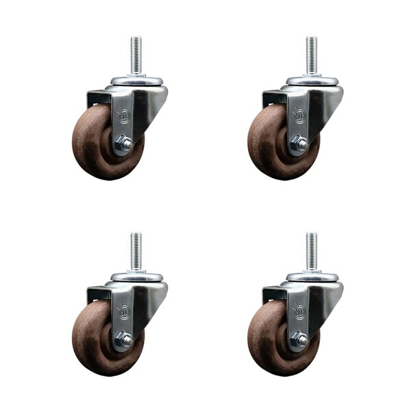 Service Caster 3 Inch High Temp Glass Filled Nylon Wheel Swivel 34 Inch Threaded Stem Caster Set SCC-TS20S314-GFNSHT-34212-4 - main